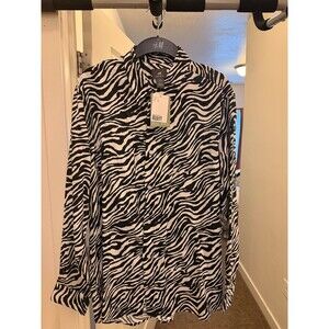 NWT H&M Regular Fit Zebra Print Long-Sleeve Shirt - Large